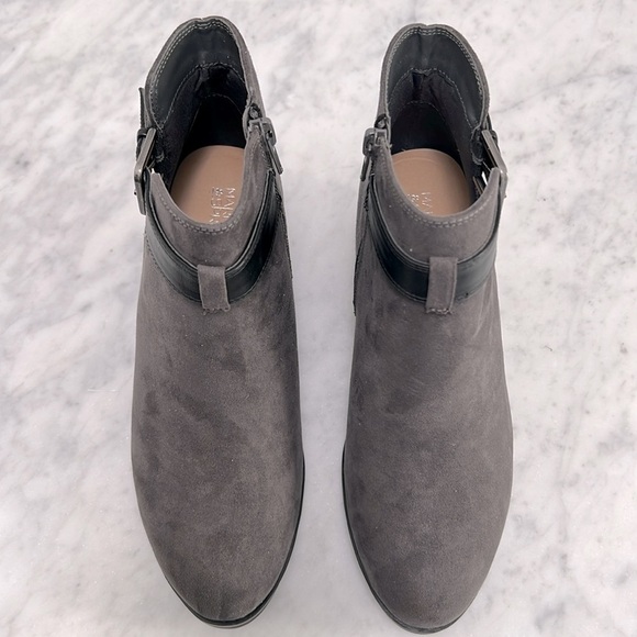 MARKET & SPRUCE • Dark Grey Odeya Suede Block Heel Buckle Bootie Shoes - Picture 7 of 7